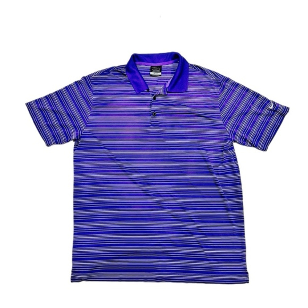 Nike Golf Tour Performance Polo Shirt Men's Purple Striped Dri-FIT Short Sleeve
